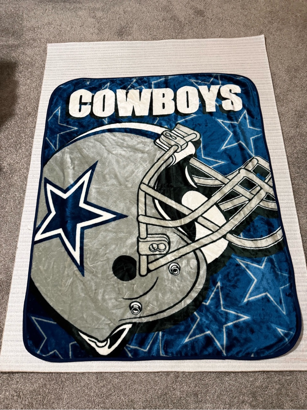 Y2K Dallas Cowboys Football Helmet Throw Plush Blanket - Blue & Gray 50x60